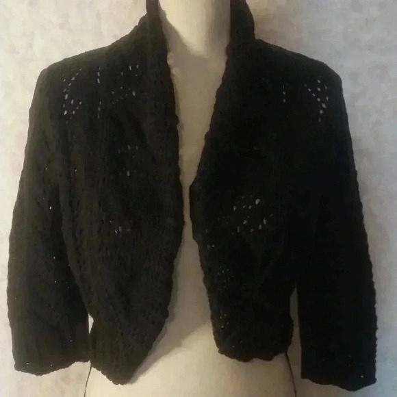 Grace Elements Crochet Cropped Sweater Cardigan Size PM - Picture 2 of 8